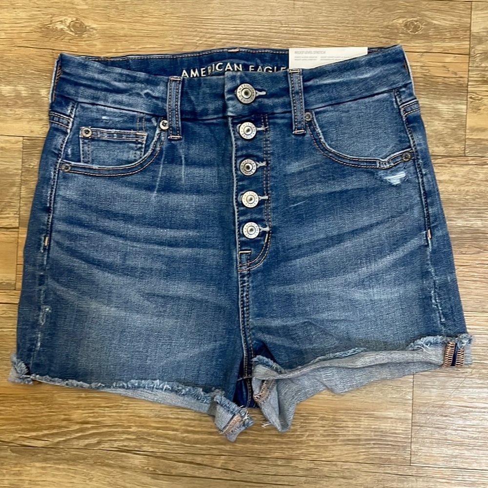 American eagle curvy hi-rise shortie denim shorts NWT